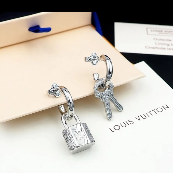 LV Gold or Silver Lock & Key Earrings - Picture 4 of 4
